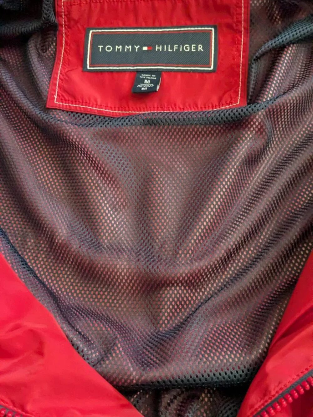 Tommy Hilfiger Women's Long Windbreaker Jacket Size M Red - Picture 10 of 10